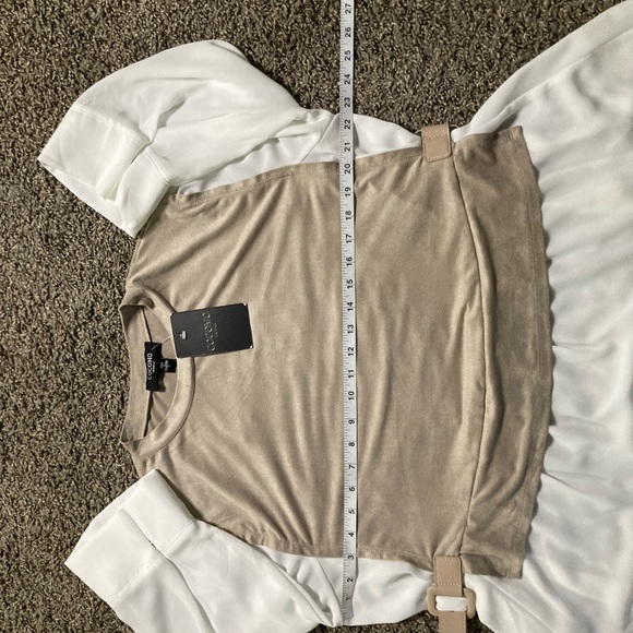 COCOMO Woman 1X Taupe Layered Blouse w/ Bell Sleeves & Peplum Hem — NWT - Picture 10 of 14